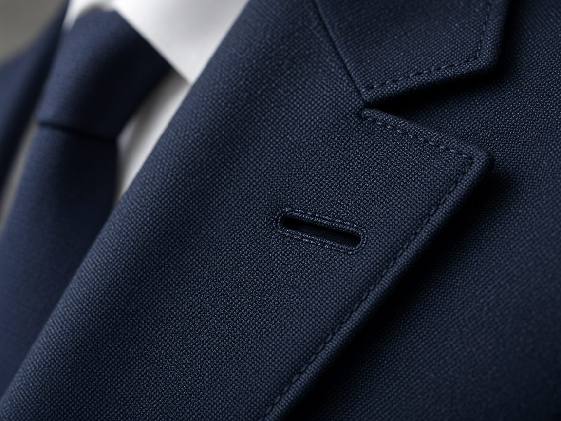 Cận cảnh ve áo và đường may vest navy (ảnh minh hoạ concept)